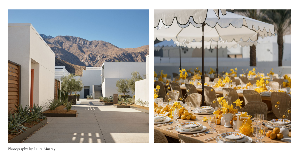 Luxury wedding at Thompson Palm Springs with mountain views